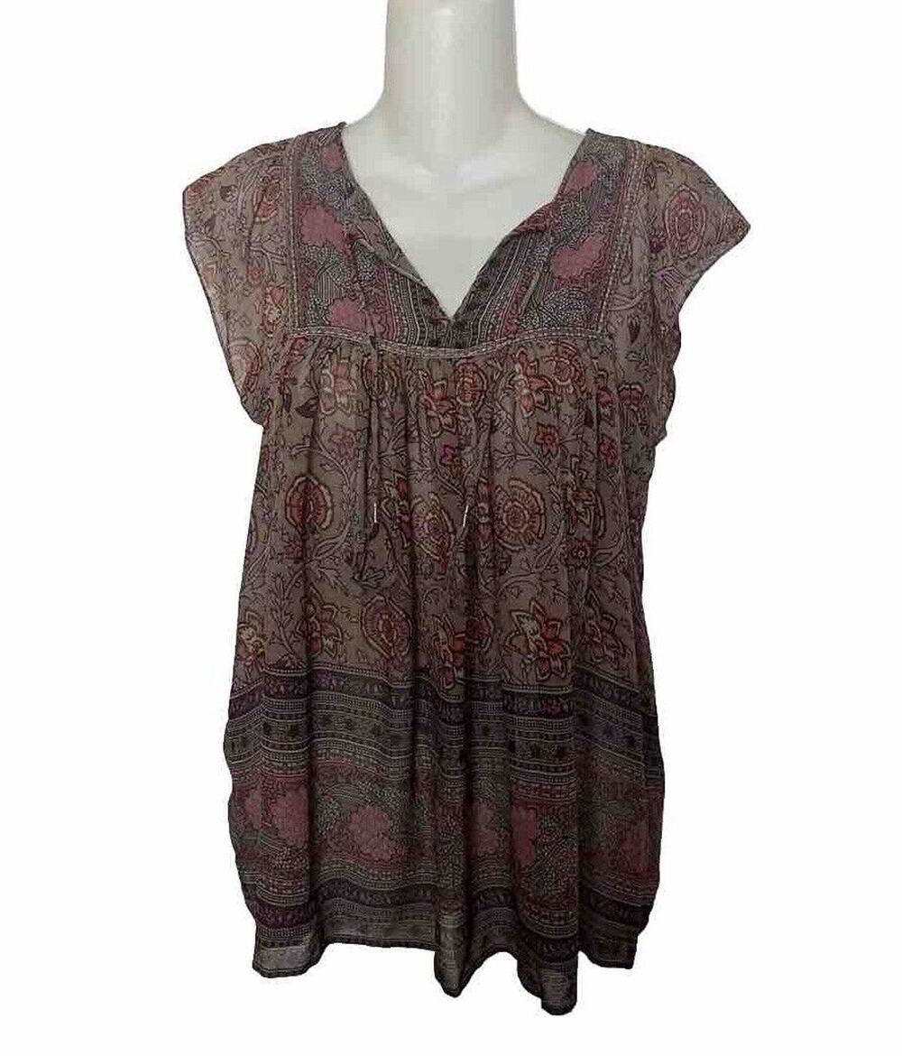 Ulla Johnson Women’s Sz 0 Multicolor Flutter Sleeve Floral Silk Top
